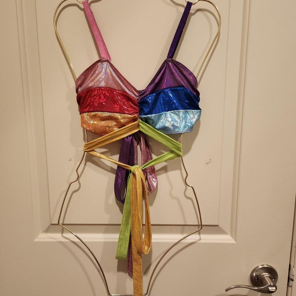 Club EXx Cheer it up Rainbow Wrap Crop Top